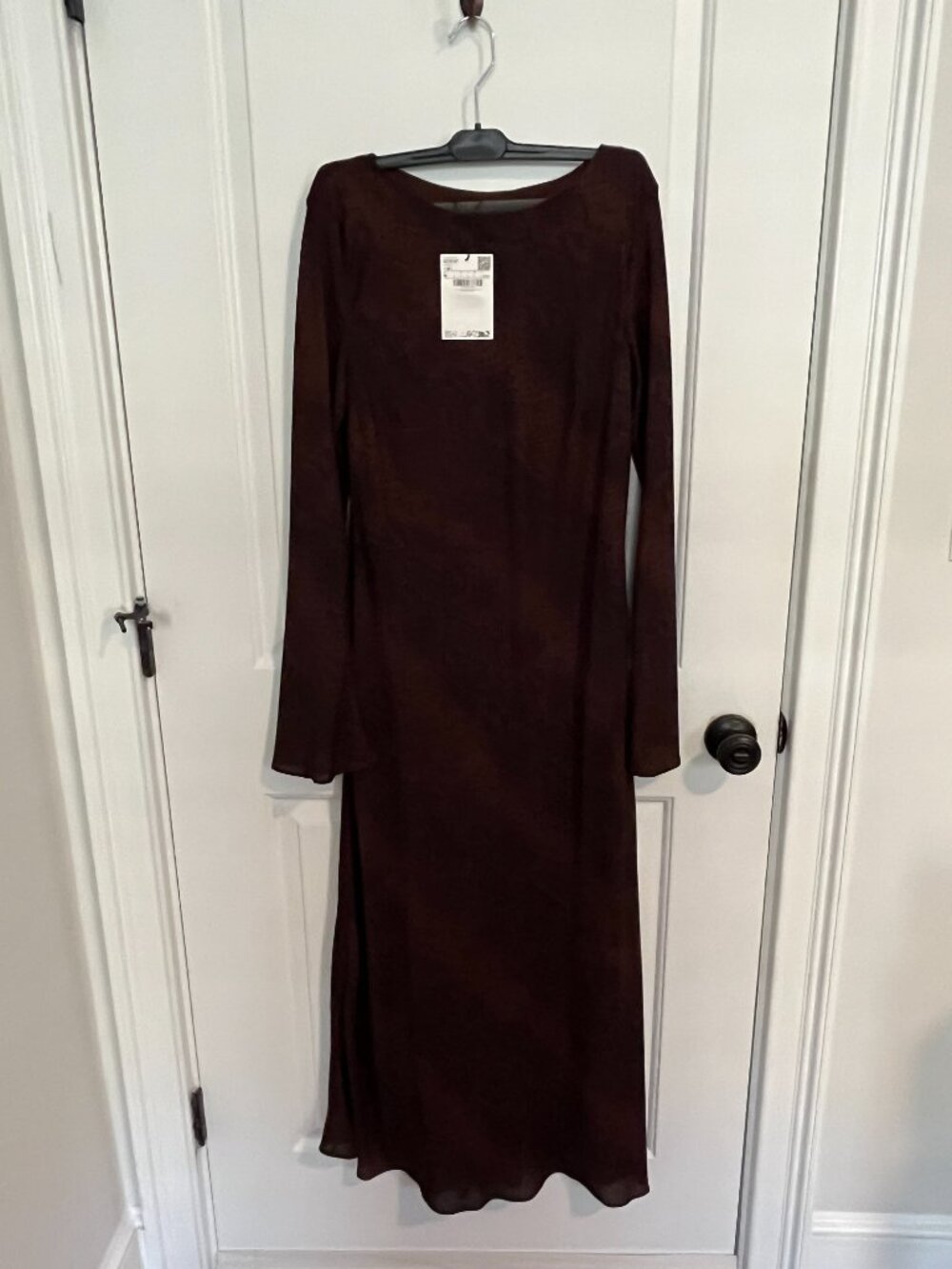Purple Snake Print A-line Dress with Sleeves - NEVER WORN